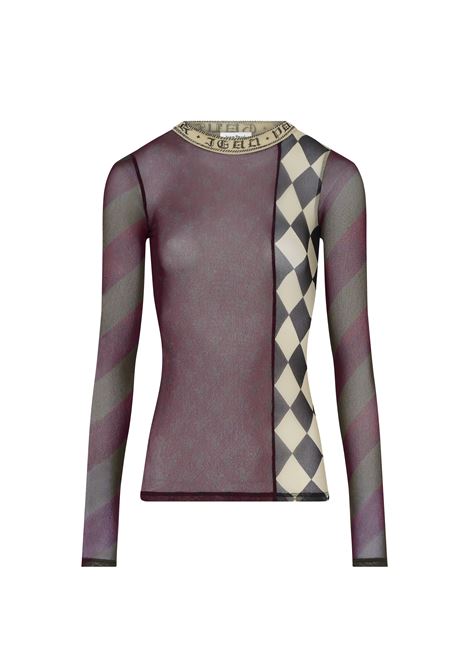 mesh top ls patchwork donna multicolor JEAN PAUL GAULTIER | 26/01-W-TO422-M015P90